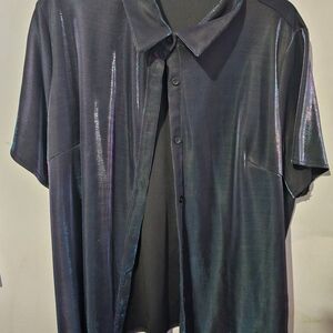 SHEIN Iridescent Black Button Down Shirt